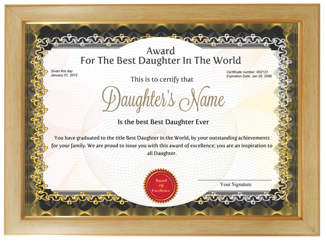 personalized-award-certificate-for-worlds-best-daughter-with-frame